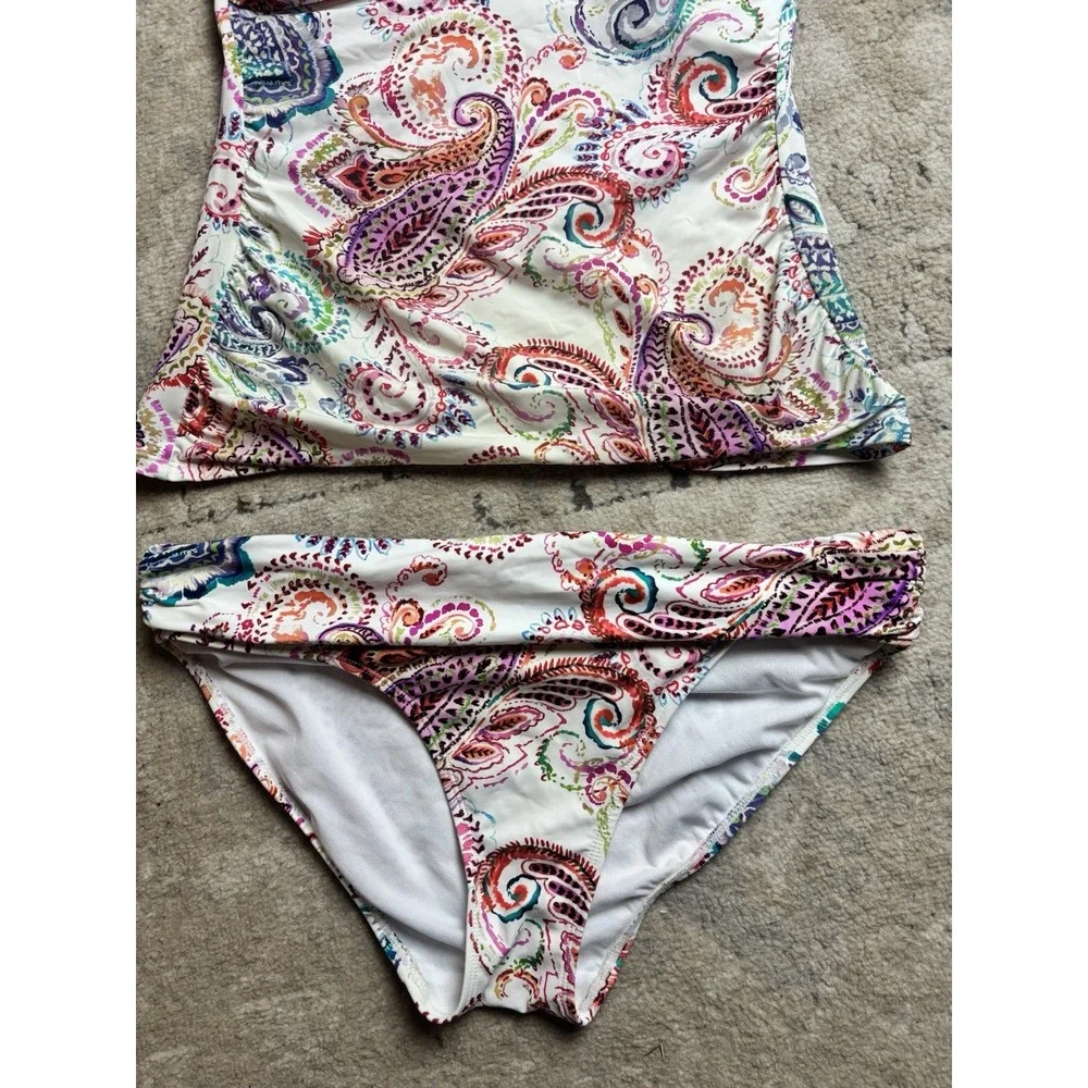 Ralph Lauren Captiva Paisley Twist Front‎ Swimsuit Tankini Top & Bottom Sz 10